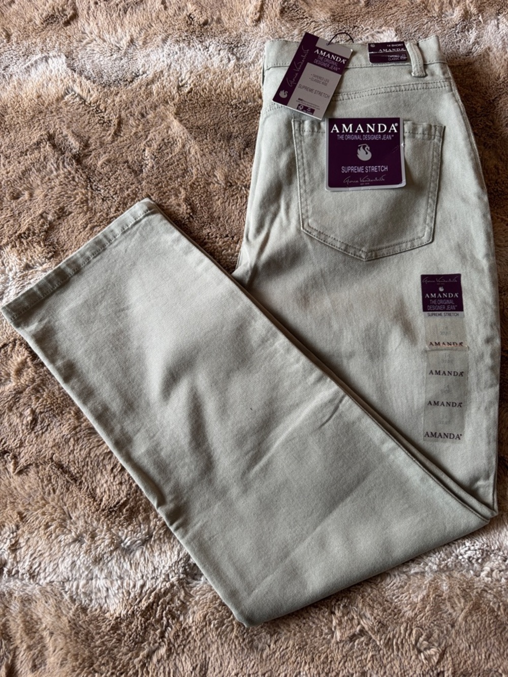Gloria Vanderbilt Amanda Jeans 14 Short NWT Olive Tapered Classic Rise Stretch - Picture 2 of 13